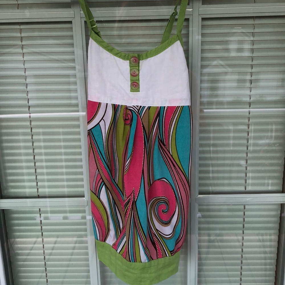 Lipstik Girls Green Pink Detailed Tank Top Size 4